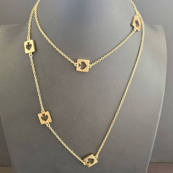 Kate‎ Spade Hole Punch Gold Plated Scatter Necklace with Spade Cut Outs - Picture 1 of 7